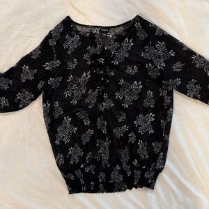 Torrid Black Floral Women's Blouse Top XL